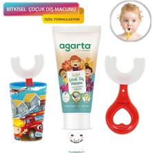 Mas Lord U Tipi Yeni Nesil Diş Fırçası Seti - Mavi Fırçalık + Kırmızı Kalp 2-6 Yaş