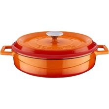 Royal Rain Store Döküm Çok Amaçlı Yayvan Tencere 28 cm Turuncu - Lv Y St 28 K2