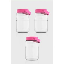 Renga Macro 1700 ml 3'lü Cam Kavanoz Seti 131074 Fuşya