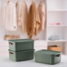 Royal Rain Store 1 Adet Düzenleyici Kapaklı Kutu, Dekoratif Saklama Kutusu, Organizer (35CM*25CM*14CM) Yeşil 10 Litre