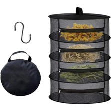 Royal Rain Store 4 Katlı Fermuarlı Meyve Sebze Kurutma Filesi | Katlanabilir Doğal Kurutma Sepeti Siyah