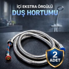 Nistabolje 2 Adet Yüksek Kaliteli Örgülü Spiralli Banyo Duş Hortumu 1,5 Metre