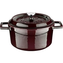 Royal Rain Store Premium Serisi - Döküm Yuvarlak Tencere, 20 Cm, Majolik Mor