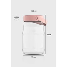 Renga Macro 1700 ml Pembe Kapaklı Cam Kavanoz 131074