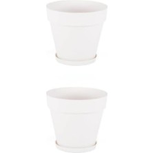 Royal Rain Store Yalı Saksı, 2 Adet, Kırık Beyaz 6 Lt