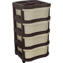 Royal Rain Store Plastik Maxi Büyük Boy Komidin (4 Çekmeceli Sebzelik) Çölbeji