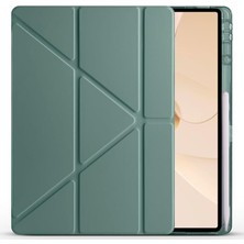 Royal Rain Store Huawei ile Uyumlu Matepad 12X Kılıf Zore Tri Folding Kalem Bölmeli Standlı Kılıf Koyu Yeşil