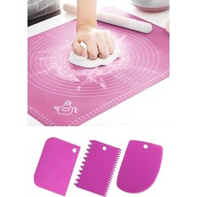 Royal Rain Store Hamur Açma Matı ve 3'lü Hamur Kesici Kazıyıcı Şekillendirici Seti