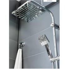 Royal Rain Store Premium Yağmurlama Duş Seti, Robot Tepe Duş Başlığı, Beyaz (Krom Kare Model)