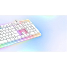 Havit Gamenote KB876L Beyaz Oyuncu Klavyesi Kablolu Standart Tuş Formu Oyun İçin RGB Işıklı