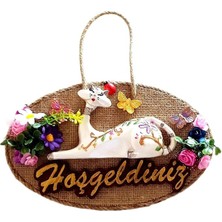 Royal Rain Store Kedi Figürlü El Yapımı Hoşgeldiniz Kapı Süsü - Asma Süsü - Ahşap - Ziyafetler