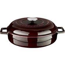 Royal Rain Store Metal Premium Serisi - Döküm Çok Amaçlı Tencere, Yuvarlak, 28 Cm, Majolik Mor, Kubbe Kapak