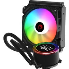 Rampage Helıos C13 12CM Fan Sıcaklık Göstergeli Intel LGA1700/AMD Am5 Argb 120MM Sıvı Soğutmalı Cpu Fan