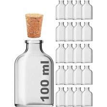 Royal Rain Store ml Düğün, Kına, Nişan, Kolonya, Koku, Hediyelik Şişesi Şeffaf Mantar Tıpalı 100 cc Cam Şişe (Şeffaf 20 Adet)