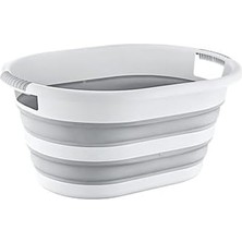 Royal Rain Store Çamaşır Sepeti, 25 Litre, Gri-Beyaz