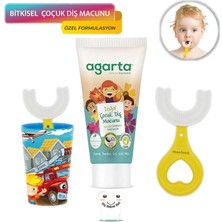 Mas Lord U Tipi Yeni Nesil Diş Fırçası Seti - Mavi Fırçalık + Sarı Kalp 2-6 Yaş 