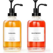 Royal Rain Store Home 2'li 500 ml Cam Sıvı Sabunluk ve Losyonluk Seti – Yüksek Kaliteli Krom Başlık, Şık Tasarım, Çok Amaçlı Kullanım Için: Kahve Şurubu, Sıvı Yağ, Sirke, Losyon ve Sıvı Sabun (Siyah, Yuvarlak)