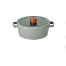 Royal Rain Store Neoflam Fika Cam Kapaklı Alüminyum Döküm Tencere 22CM Gri D-NEOG222