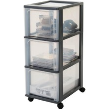 Royal Rain Store Ohyama, Plastik Çekmece Kutusu, 3 Derin Çekmeceli, Siyah, Easy-Pull Sistemi, A4, A5 ve A6 Formatında, Çalışma Masası Düzenleyici, Ofis, Okul, Kırtasiye Malzemeleri Için, Bpa Içermez, Çekmeceli