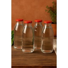 Royal Rain Store Adet 1 Litre Şeffaf Sürahi Süt, Ayran, Su, Limonata, Meşrubat Şişesi Plastik Kapaklı Cam Şişe