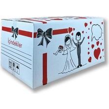 Royal Rain Store Sağlam Isim Kutucuklu Baskılı Gelin Çeyiz Kolisi Çift Oluklu 10 Adet