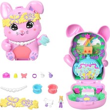 Royal Rain Store Pocket™ Tavşancığın Çay Partisi Mini Oyun Seti Polly Pocket Tavşancığın Çay Partisi Mini Oyun Seti, 1 Mikro Bebek ve Evcil Tavşanlar, Stil Aksesuarlarının Yer Aldığı Seyahat Oyuncağı JCR40