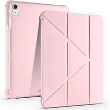 Royal Rain Store iPad 11. Nesil Ile Uyumlu A16 2025 11 Inç Kalem Bölmeli Standlı Tri Folding Tablet Kılıfı Rose Gold