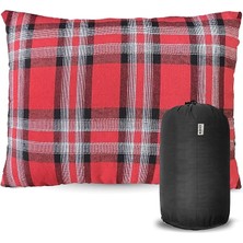 Royal Rain Store Kamp Yastığı, Seyahat Yastığı, Silikon Elyaf Dolgulu Hafif Küçük Yastık, Orta Sertlikte, Nefes Alabilir Kılıf, Kamp, Uçak ve Araba Için Ideal 30X45CM Flanel Kırmızı