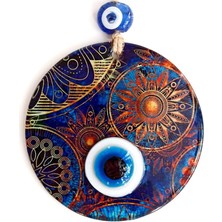 Royal Rain Store Desenli 12 Santimetre Füzyon Cam El Işçiliği Ile Üretilmiş Nazar Boncuğu Duvar Süsü