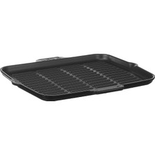 Royal Rain Store Metal Silikon Sapli Dokum Izgara Tava, 21X30 Cm, Kirmizi