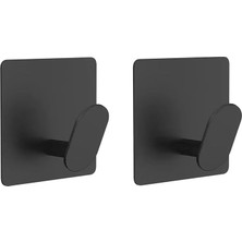 Royal Rain Store Yapışkanlı Paslanmaz Çelik Banyo Mutfak Eşya Havlu Vb Metal Askılık - AL5180 2 Adet (Siyah)