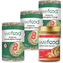 Wefood Şekersiz Sade Fıstık Ezmesi 300 gr+ Wefood Karabuğday Patlağı 100 gr 3'lü