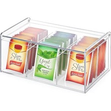 Royal Rain Store 6 Bölmeli Plastik Çay Kutusu – Şeffaf Kapaklı, Gıda Dostu, Düzenleyici Kutu, Baharat/çerez/şeker Saklama Kabı – Mutfak Organizeri