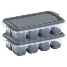 Royal Rain Store Mini Kapaklı Silikon Buzluk - Kolay Çıkarım, Güvenli Istifleme, Kompakt Tasarım, Kırılmaz, Gıdayla Uyumlu, Üst Üste Dizilebilir Pratik Buz Haznesi (Antrasit)