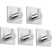 Royal Rain Store Paslanmaz Çelik 5 Adet Topuzlu Askılık Havluluk Havlu Askısı Inox - Kendinden Yapışmalı