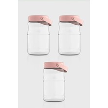Renga Macro 1700 ml Pembe Kapaklı 3'lü Cam Kavanoz Seti 131074