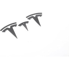 Royal Rain Store Tesla Model Y ile Uyumlu T Logosu (Ön Kaput + Arka Bagaj + Direksiyon Simit) Mat Karbon