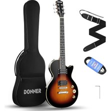 Royal Rain Store Elektro Gitar Kiti Tam Boy Lp Gitar Başlangıç Seti 91,4 cm Düz Gövde, Çanta, Kayış, Kablolu (Sunburst)