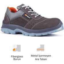 Mekap Pro Gripper Ganj GPR-190 S1P Src Fiberglass burun Kevlar Ara Taban Koyu Gri Süet Iş Ayakkabısı