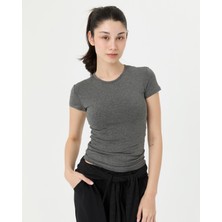Ayma Active Gri Melanj Basic T-Shirt