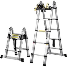 Royal Rain Store Alüminyum Çift Yönlü Teleskopik Merdiven (Seçenekli) (5,6 Metre - 2 x 9 Basamak)