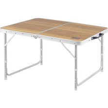 Royal Rain Store Portatif Kamp Masası, 2 Yükseklik Ayarlı, Katlanır Piknik Masası, Kolay Taşınabilir Alüminyum Masa - 90X50 - Hareli Ceviz