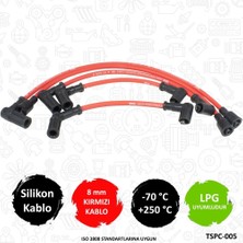 Tork 7706494 Buji Kablosu Fiat Şahin ve Dogan SLX LPG Uyumlu 8 mm Kırmızı Silikon