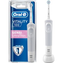 Oral-B Vitality D100 Sensi UltraThin Şarjlı Diş Fırçası Beyaz Renkli Zamanlayıcı ve Sert Kıllar