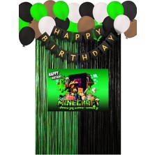 Minecraft Doğum Günü Perde & İyiki Doğdun Banner Parti Malzemeleri Süsleri 35x50 Cm