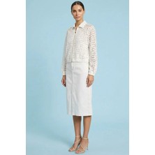 Guitar Bomber Beyaz Devore Ceket