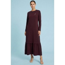 Guitar Uzun  Kahverengi Triko Elbise