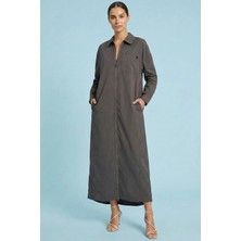 Guitar Oversize Antrasit Poplin Elbise
