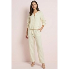 Guitar Yandan Cepli Bej Keten Pantolon