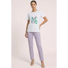 Guitar Dar Kesim Lila Pamuklu Pantolon